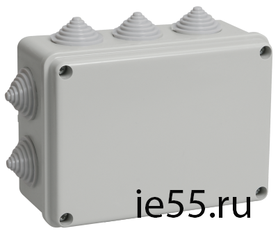 Коробка КМ41241 распаячная для о/п 150х110х70 мм IP44 (RAL7035, 10 гермовводов)