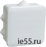 Коробка КМ41255 распаячная для о/п 100х100х50 мм IP44 (RAL7035, 6 гермовводов, защелкивающаяся кры