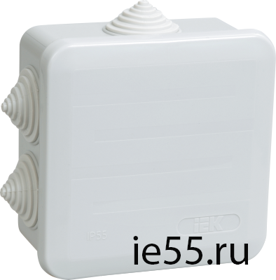 Коробка КМ41255 распаячная для о/п 100х100х50 мм IP44 (RAL7035, 6 гермовводов, защелкивающаяся кры