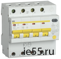 Диф.автомат АД14S 4Р 50А 100мА IEK