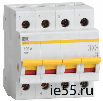 Выключатель нагрузки (мини-рубильник) ВН-32 4Р  32А ИЭК