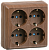 РС24-3-ОД Розетка 4местн. с з/к 16А откр.уст. ОКТАВА (дуб)