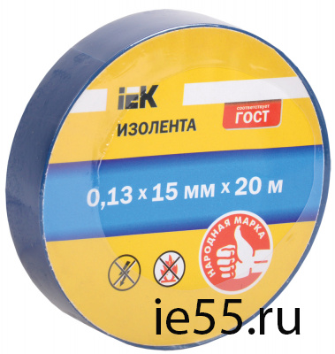 Изолента 0,13х15 мм синяя 20 метров IEK