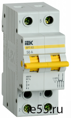 Выключатель-разъединитель трехпозиционный ВРТ-63 2P 50А IEK