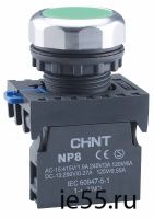 Кнопка выступающая NP8-11GN/4 без подсветки, красная 1НО+1НЗ IP65 (CHINT)