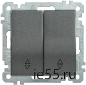 ВС10-2-2-Б Выключатель 2 клав. прох. 10А BOLERO антрацит IEK