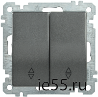 ВС10-2-2-Б Выключатель 2 клав. прох. 10А BOLERO антрацит IEK