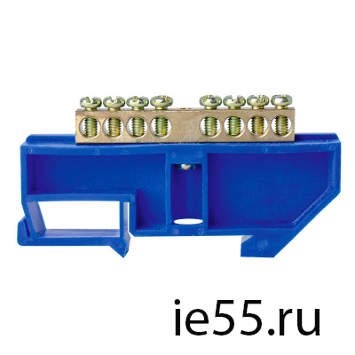 Шина нулевая TS-0609C 6*9  8 ways с изолятором син