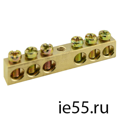 Шина нулевая TS-0609C 6*9  6 ways без изолятора  (крепление по центру) ЭНЕРГИЯ