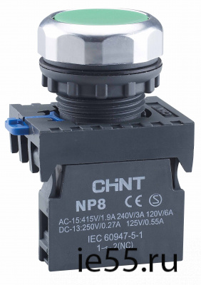 Двойная кнопка NP8-11SD 1НО+1НЗ красная AC110В-220В(LED) IP65 (CHINT)