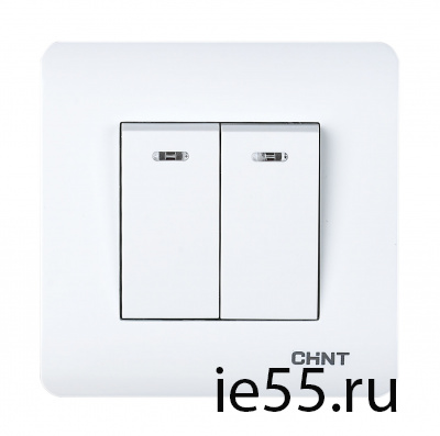 2-клавишный выключатель с LED-подсветкой 10А 250В (CHINT)