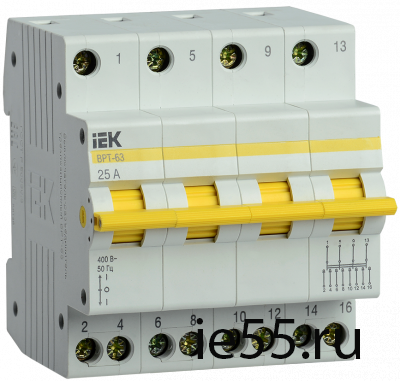 Выключатель-разъединитель трехпозиционный ВРТ-63 4P 25А IEK